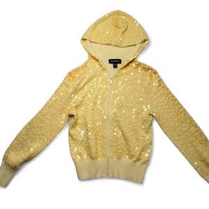 bebe Y2K butter, yellow Sequen zip up silk and Cotten blend